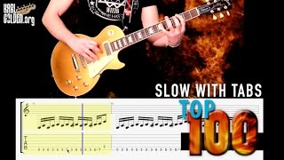 Top 100 Rock Riffs Medley  **Slow With GUITAR TABS**   PART 1
