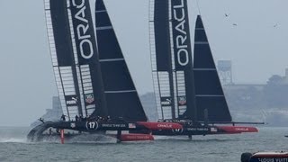 preview picture of video 'America's Cup: Practice: Oracle Team USA 2 Boat Matchup, 30 July 2013'