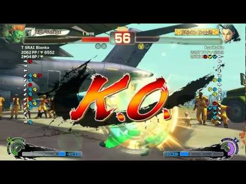 Super street fighter 4 AE 12012 endless match Blanka (T SRAI BLANKA) vs Rose (kuaikukia)