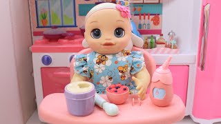 BABY ALIVE HANNA TOMANDO CAFÉ DA MANHÃ COM PAPINHA E SUCO