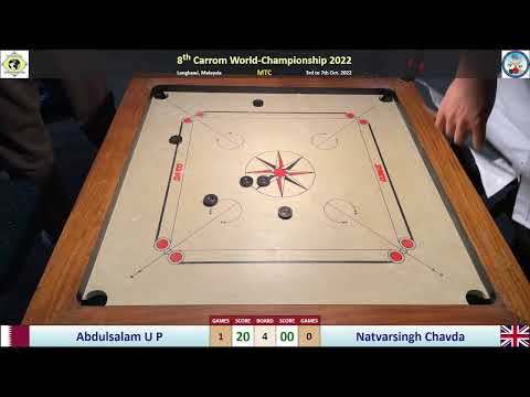 8th World Carrom Championship - Men Team Championship - UK Vs Qatar - Natvarsingh Chavda Vs Abd