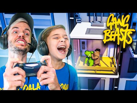 BATALHA NO ELEVADOR DO GANG BEASTS COM BRANCOALA E MARCOS NO PLAYSTATION 4 - BrancoalaGames