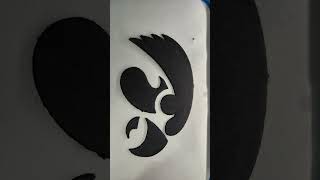 reverse 3d puff embroidery. Back in black hawkeye logo. #brotherpr1055x #embroidery #iowahawkeyes