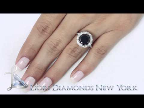 BDR-030 - 4.16 Carat Vintage Style Natural Black Diamond Engagement Ring 18k White Gold