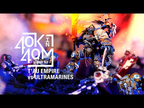 T'au Empire vs Ultramarines. Warhammer 40k in 40 minutes. Battle in Space!
