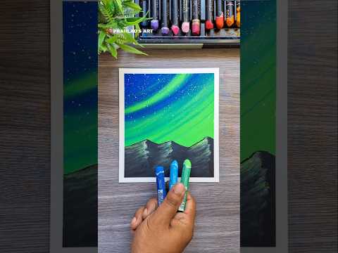 🌌 Easy Northern Lights Drawing | Oil Pastel Art for Beginners #art #drawing  #oilpastel