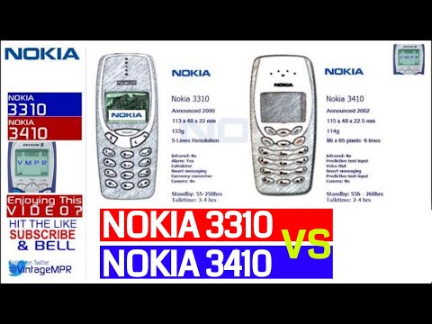 Graphical Comparison of Nokia 3410 vs Nokia 3310 Mobile Phones