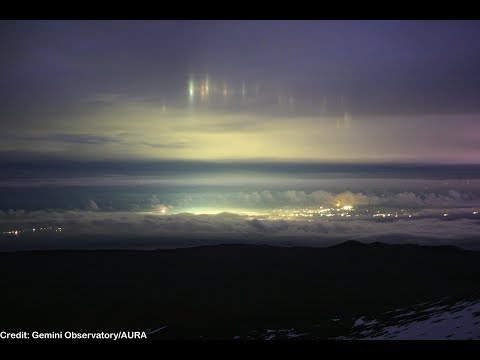 Rare Multiple Light Pillars over Hawaii