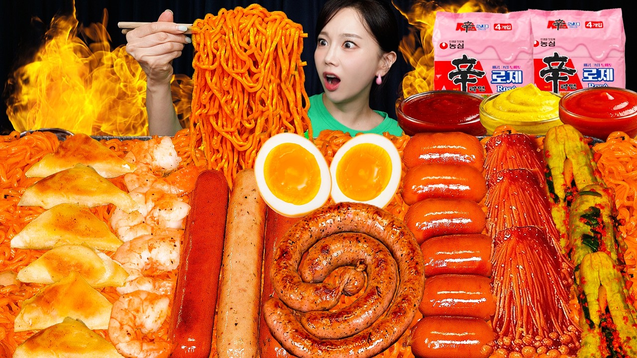 신제품 로제 신라면 소시지 매운 팽이버섯 까지!🌶️Korean Noodles Ramen With Sausage Mukbang ASMR Ssoyoung