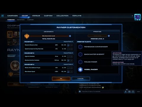 StarCraft 2 Co-Op Raynor Prestige: Rebel Raider lvl 1000 (AIR) on Brutal!