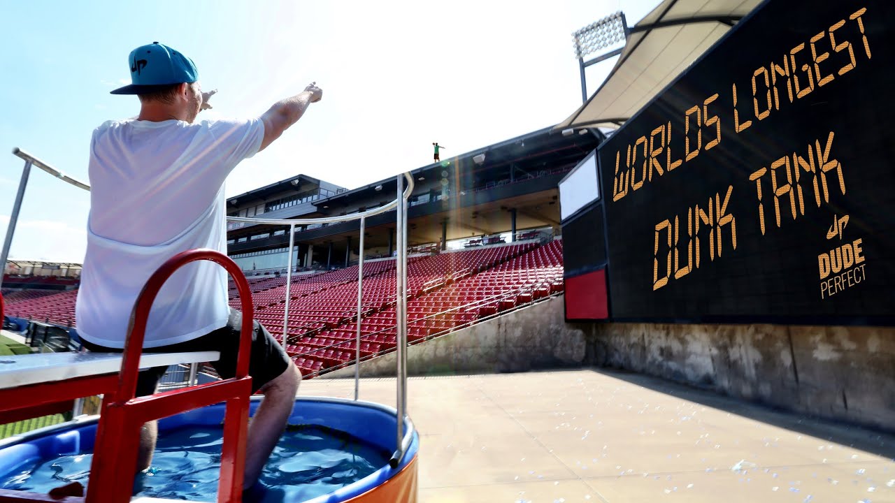 World's Longest Dunk Tank Throw | Dude Perfect