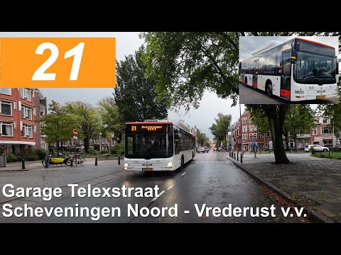 HTM lijn 21: Garage Telexstraat - Scheveningen Noord - Vrederust - Scheveningen | HTM 1033 | 2023