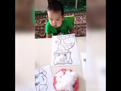 "Айгөлек " тобы. Мақсаты : Балаларға ит пен мысықтың үй жануары екенін түсіндіре отырып, дәстүрден тыс әдіспен ( мақтамен) сурет жапсыру. Тәрбиеші: Байдахметова Мунира