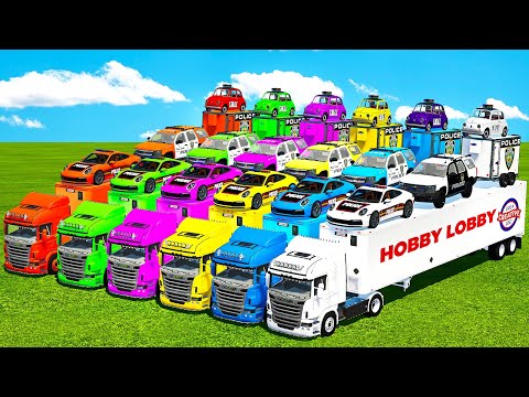 SIX COLORS EMERGENCY TRANSPORT FIAT, TAHOE & PORSCHE POLICE WITH SCANIA TRUCKS! FS 22 FS 25