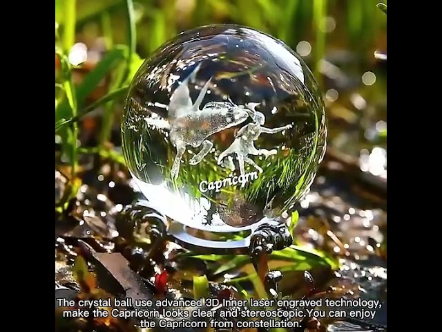 Vídeo relacionado con Pisapapeles de cristal con constelación láser 3D, esfera completa, cristal Fengshui con soporte de flores chapado en plata (Tauro)