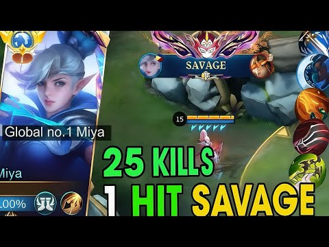 25 Kills Maniac!! Miya Goes Beast Mode 🏆 | #1 Global Miya Gameplay