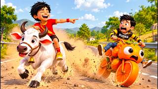 Shiva and His Cow Take on the Superbike Race! 😱 | Shiva vs Rudra