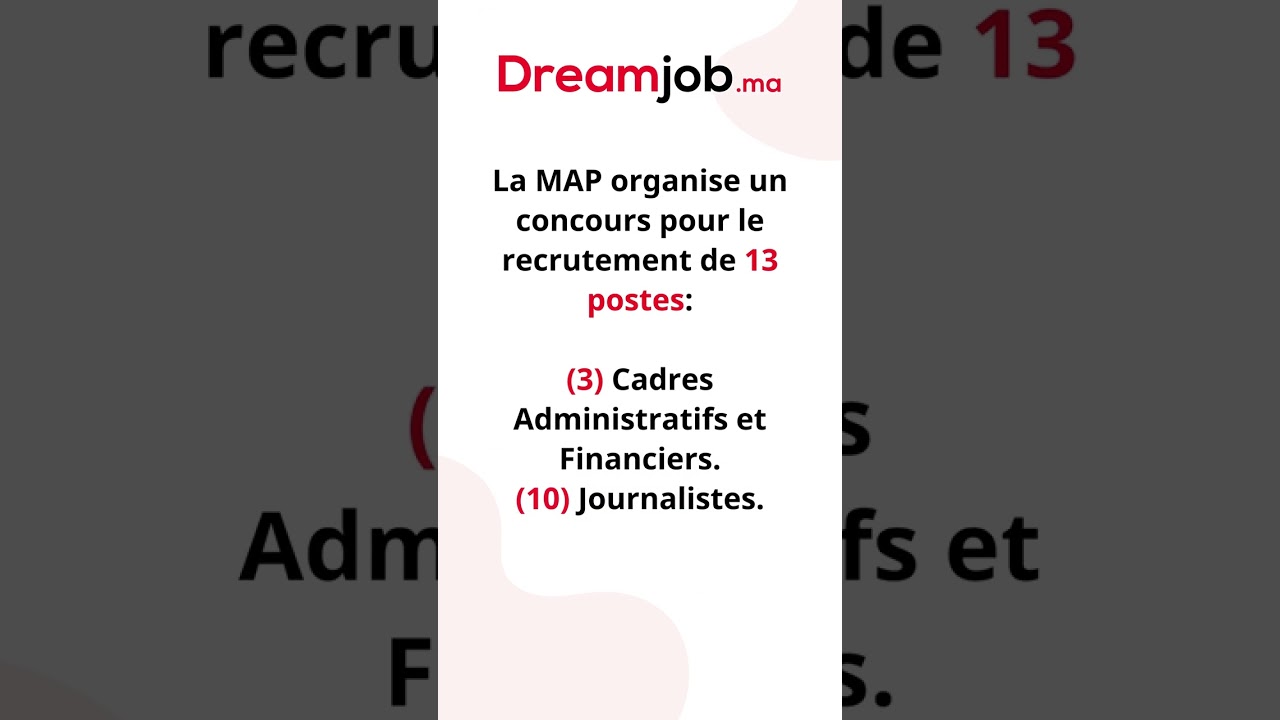 Concours de Recrutement MAP 2023 (13 Postes) #emploi #recrutement #alwadifa #dreamjob