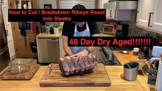 How to Cut / Breakdown 48 Day Dry Aged Ribeye roast into steaks . 109   4K