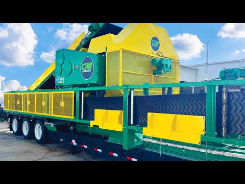 From Whole Tire to Clean cut TDF in ONE Pass | CM Dual Speed Chipping Tire Shredder