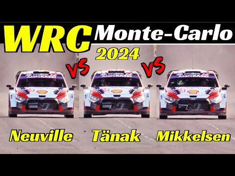 WRC Rallye Monte-Carlo 2024 - Thierry Neuville Vs Ott Tänak Vs Andreas Mikkelsen, Hyundai i20 Rally1