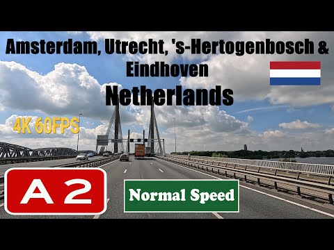 4K Netherlands Road Trip: Amsterdam, Utrecht, 's-Hertogenbosch & Eindhoven Motorway A2