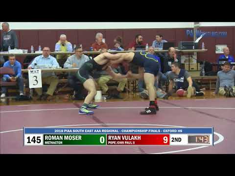 2018-03-03 145 lb Final - Ryan Vulakh (Pope John Paul II) vs Roman Moser (Methacton)