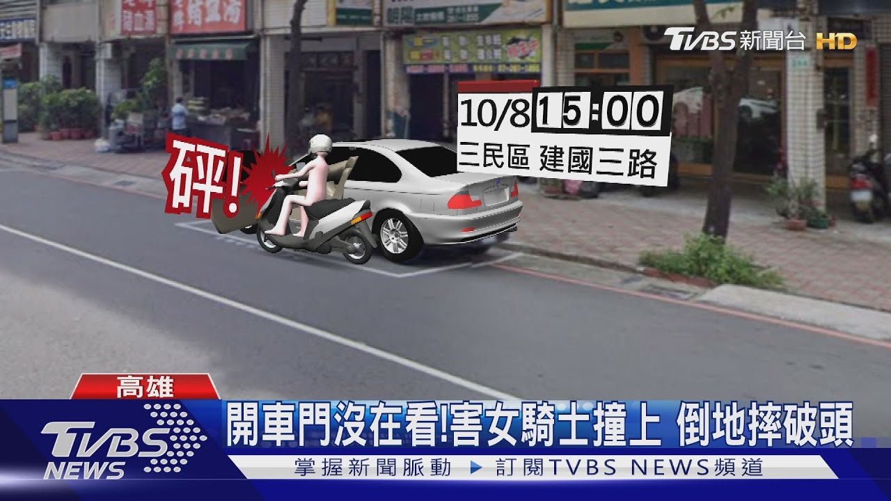 開車門沒在看!害女騎士撞上 倒地摔破頭