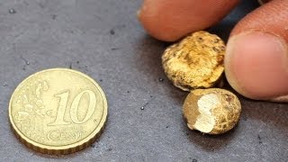 Melting a 10 cent Euro Coin. Money Transformed into Nuggets (Tokens).
