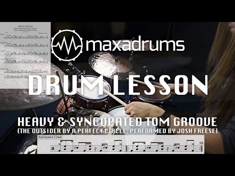 DRUM LESSON: Heavy & Syncopated Tom Groove (A Perfect Circle - The Outsider - Josh Freese)