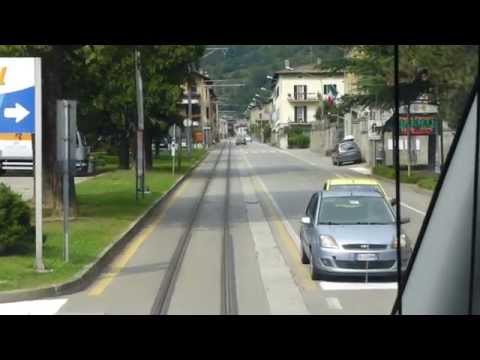 Trains in Italy: Rhätische Bahn, Bernina Railway, Cab view; Tirano departure