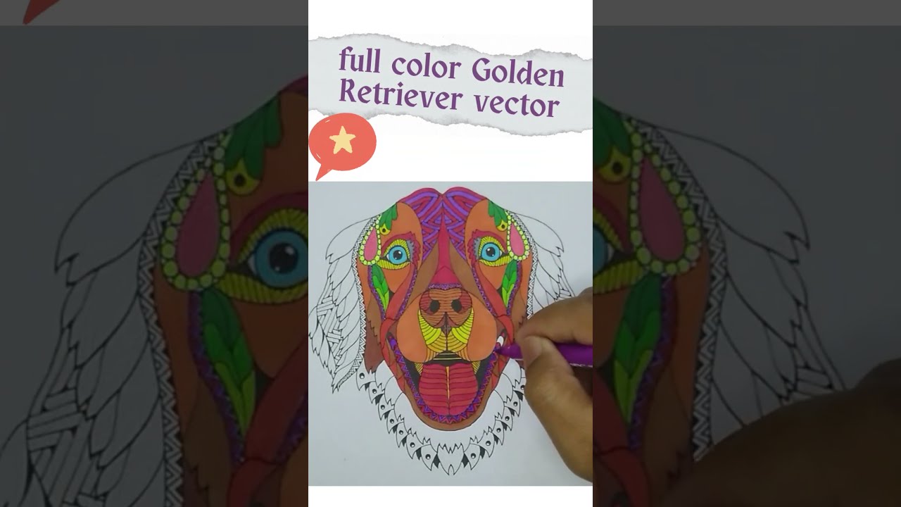 Full Color Golden Retriever Vector