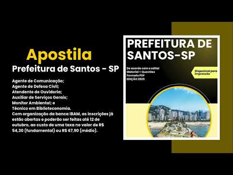 Apostila PREFEITURA DE SANTOS SP 2025 Professor Adjunto II– Inglês