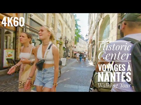 [4K60] Le voyage à Nantes & Historic City - Caminhando pela linha verde em Nantes, França | Passeio a pé