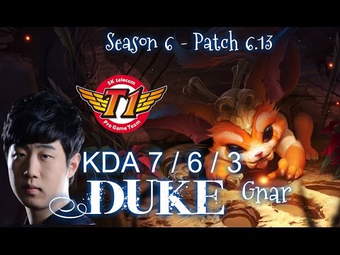 SKT T1 Duke GNAR vs SHEN Top - Patch 6.13 KR Ranked | League of Legends