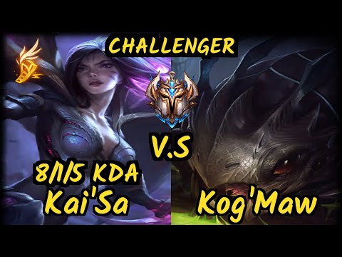 SKT T1 Teddy (KAI'SA) vs KOG'MAW - 8/1/5 KDA BOTTOM ADC CHALLENGER GAMEPLAY - KR v9.7