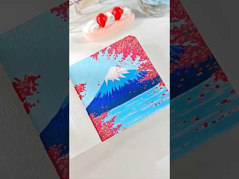 Easy Mountain & Cherry Blossom Painting 🌸