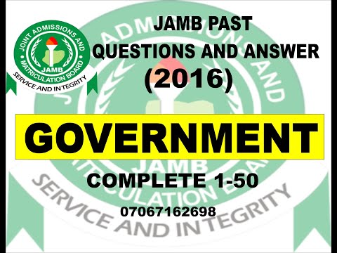 JAMB 2021 GOVERNMENT PREP JAMB 2016 GOVERNMENT PAST QUESTIONS AND ANSWERS
