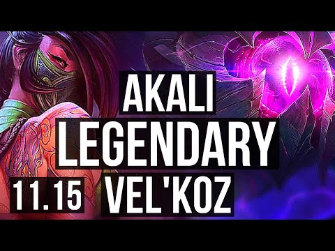 AKALI vs VEL'KOZ (MID) | Legendary, 18/2/5, 400+ games | EUW Master | v11.15