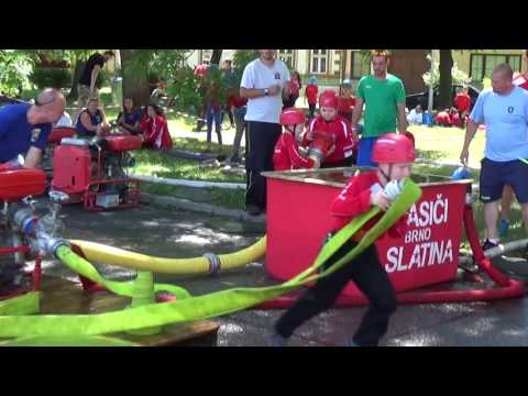 Požární útok, mladší žáci SDH-Brno Slatina, družstvo B, 2.pokus. 24.6.2017 ve Slatině.