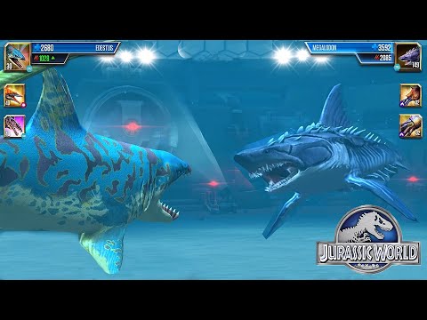 MEGALODON VS EDESTUS | AQUATIC BATTLE || JURASSIC WORLD THE GAME