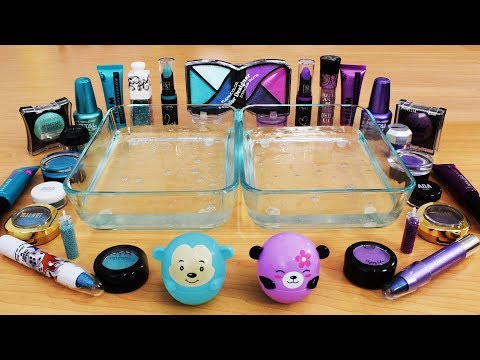 Mixing Makeup Eyeshadow Into Slime ! Teal vs Purple Special Series Part 21 Satisfying Slime Video Video