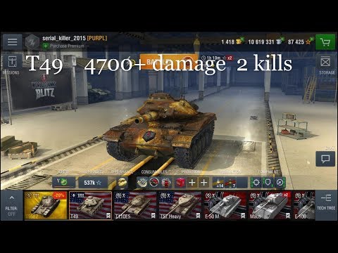 WoT Blitz T49 4700+ Damage 2 Kills