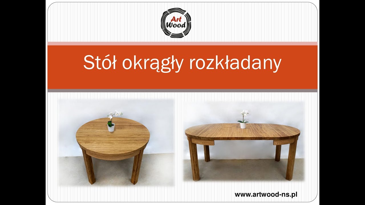 Stół okrągły rozkładany z drewna dębowego/ Oak dining table