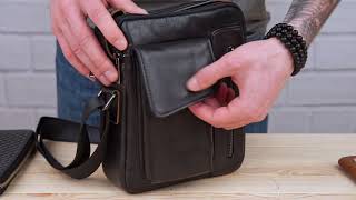 Сумка чоловіча гладка 14708 Vintage чорна