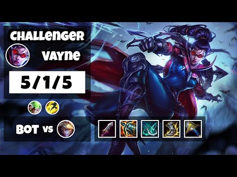 Vayne 11.13 Gameplay Challenger Replay Bot Lane - S11 (5/1/5) - OCE