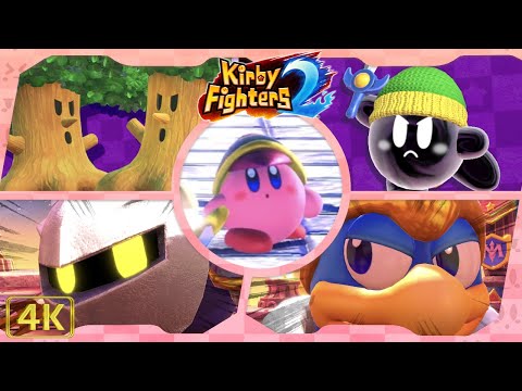 Kirby Fighters 2 ⁴ᴷ All Story Bosses & Cutscenes