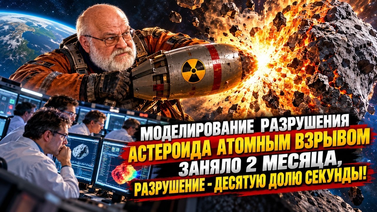 Моделирование разрушения астероида атомным взрывом заняло 2 месяца, разруше
