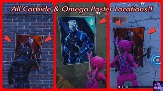 spray over different carbide or omega posters all poster locations fortnite battle royale - fortnite carbide and omega posters