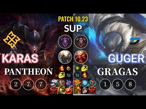 EM Karas Pantheon vs DYN GuGer Gragas Sup - KR Patch 10.23